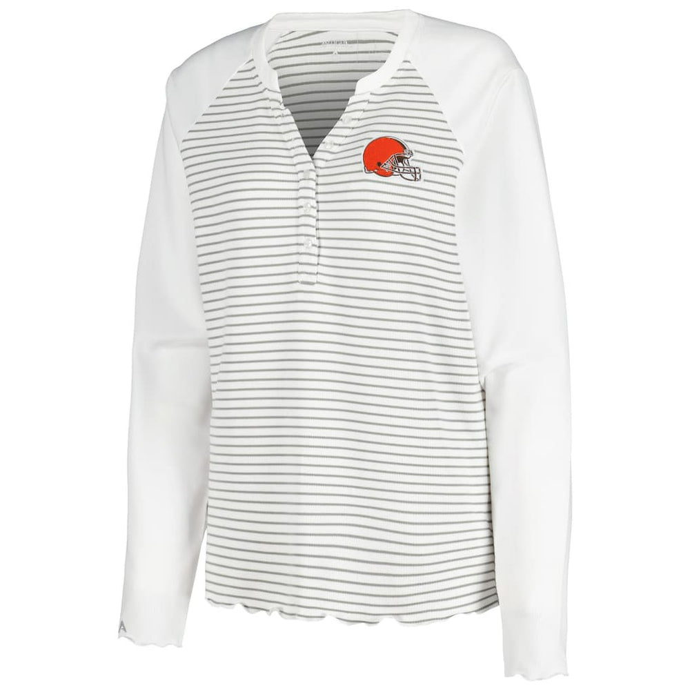 Cleveland Browns Antigua Women's Maverick Waffle Henley Long Sleeve T-Shirt - White outlet