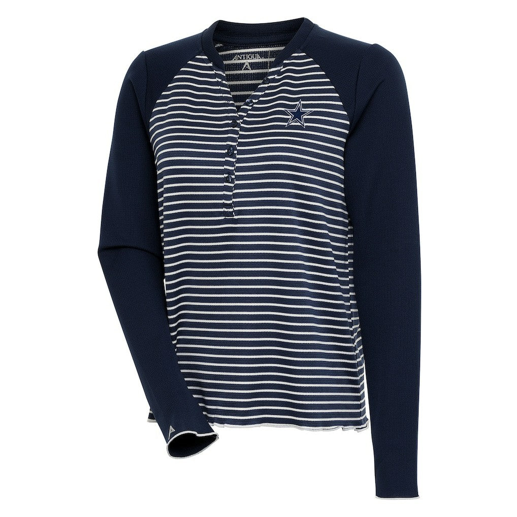 Dallas Cowboys Antigua Women's Maverick Waffle Henley Long Sleeve T-Shirt - Navy on sale