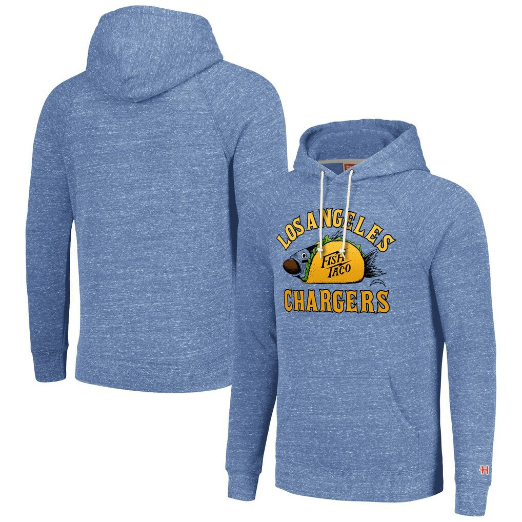 Los Angeles Chargers Homage Unisex NFL x Guy Fieri’s Flavortown Tri-Blend Pullover Hoodie - Light Blue discount