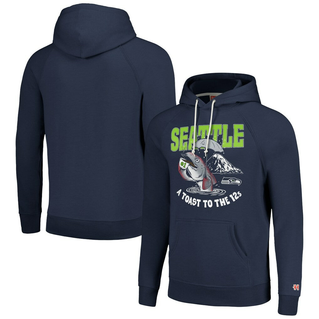 Seattle Seahawks Homage Unisex NFL x Guy Fieri’s Flavortown Tri-Blend Pullover Hoodie - Navy for sale