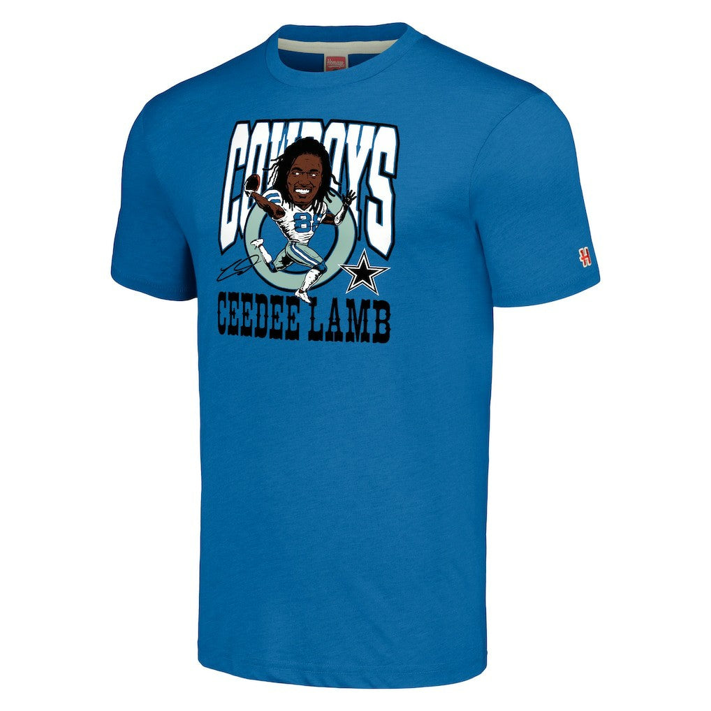 CeeDee Lamb Dallas Cowboys Homage Unisex Caricature Player Tri-Blend T-Shirt - Royal outlet