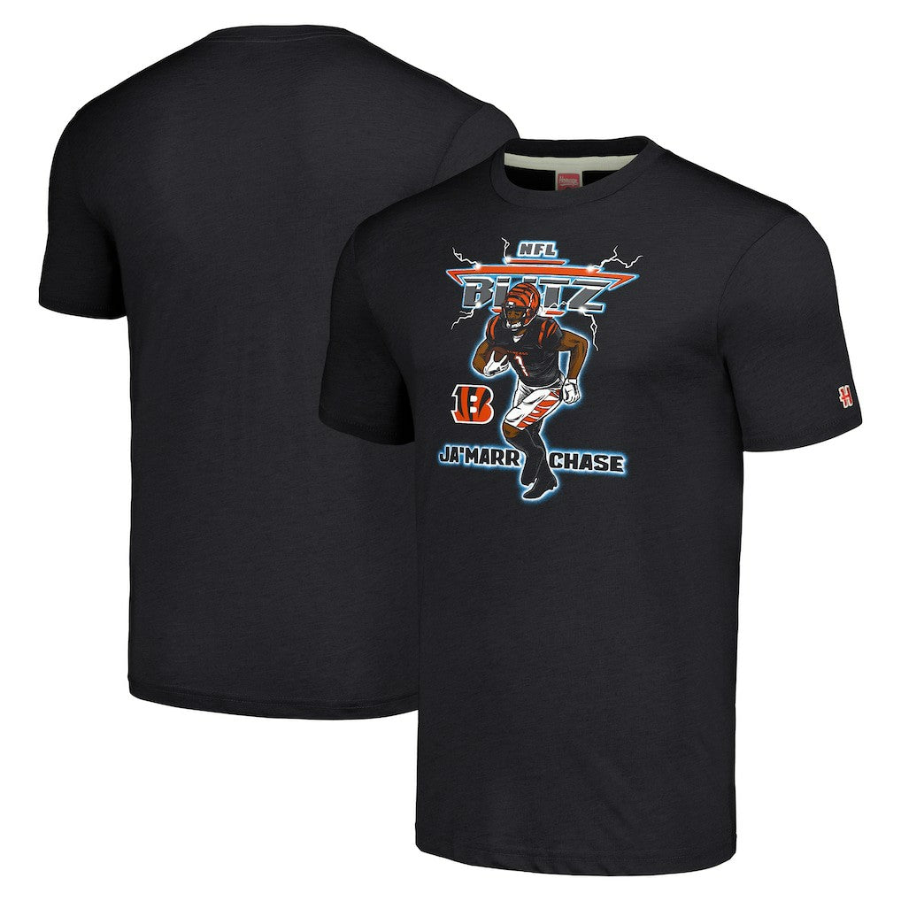 Ja'Marr Chase Cincinnati Bengals Homage Unisex NFL Blitz Player Tri-Blend T-Shirt - Heathered Charcoal online