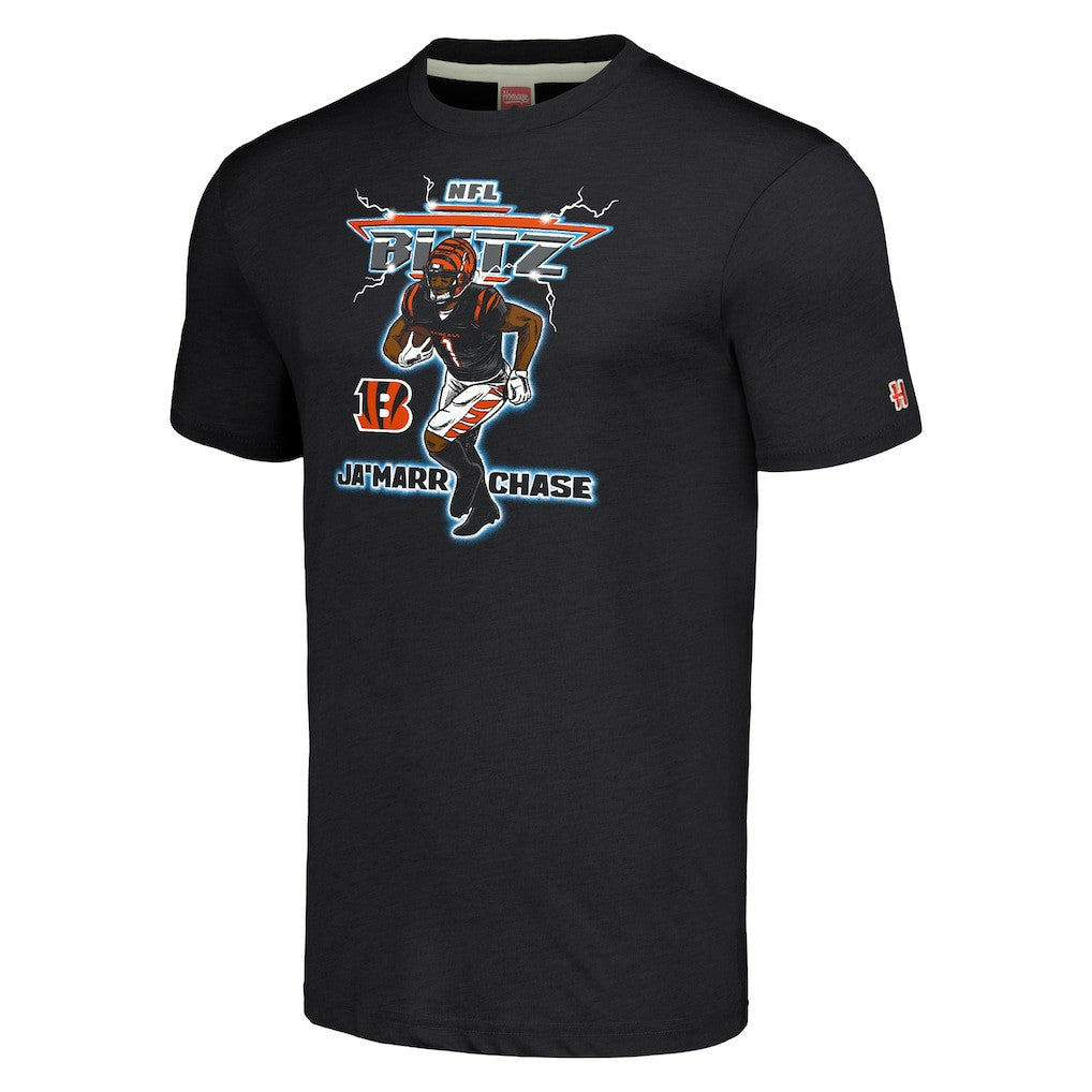 Ja'Marr Chase Cincinnati Bengals Homage Unisex NFL Blitz Player Tri-Blend T-Shirt - Heathered Charcoal online