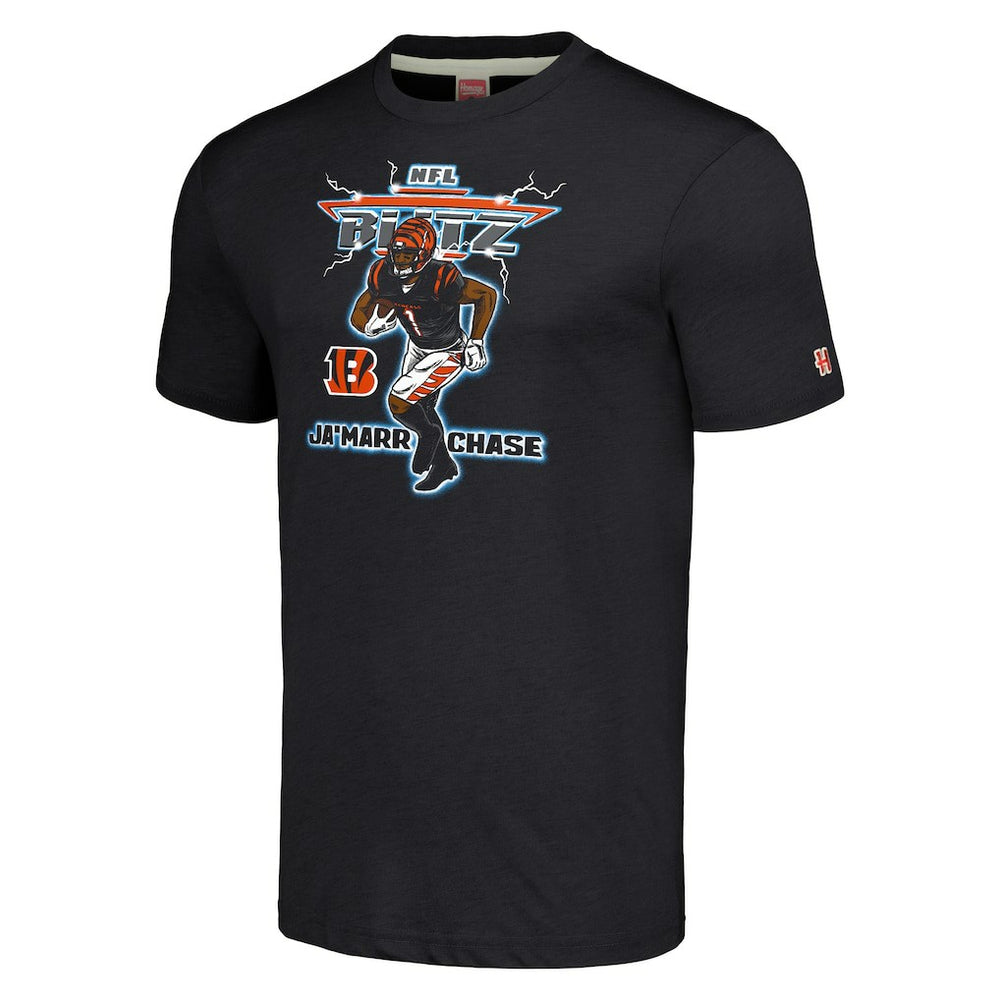 Ja'Marr Chase Cincinnati Bengals Homage Unisex NFL Blitz Player Tri-Blend T-Shirt - Heathered Charcoal online