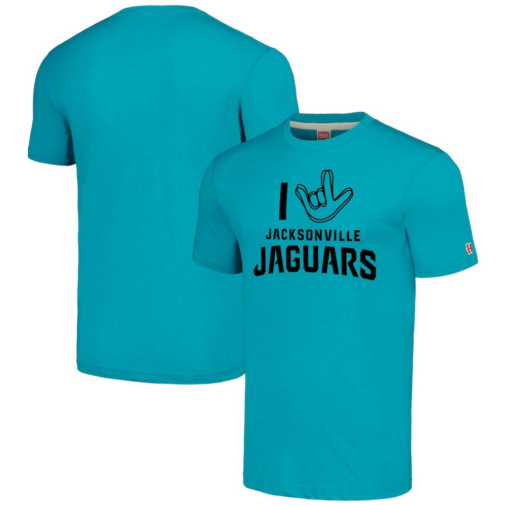 Jacksonville Jaguars Homage Unisex The NFL ASL Collection by Love Sign Tri-Blend T-Shirt - Teal on sale