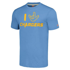 Los Angeles Chargers Homage Unisex The NFL ASL Collection by Love Sign Tri-Blend T-Shirt - Powder Blue discount