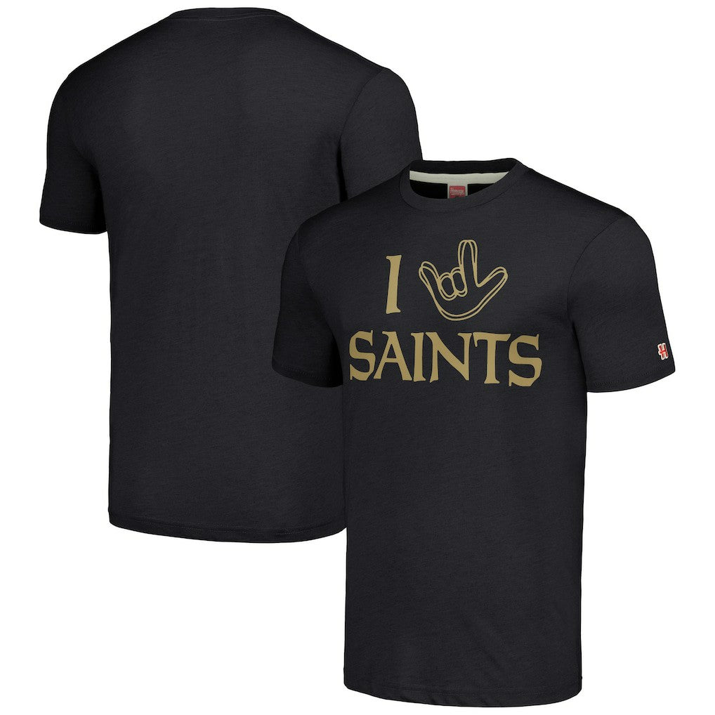 New Orleans Saints Homage Unisex The NFL ASL Collection by Love Sign Tri-Blend T-Shirt - Charcoal for sale