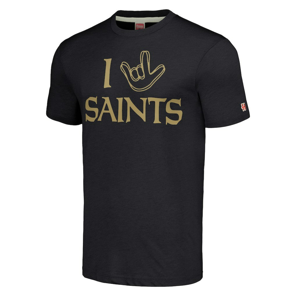 New Orleans Saints Homage Unisex The NFL ASL Collection by Love Sign Tri-Blend T-Shirt - Charcoal for sale