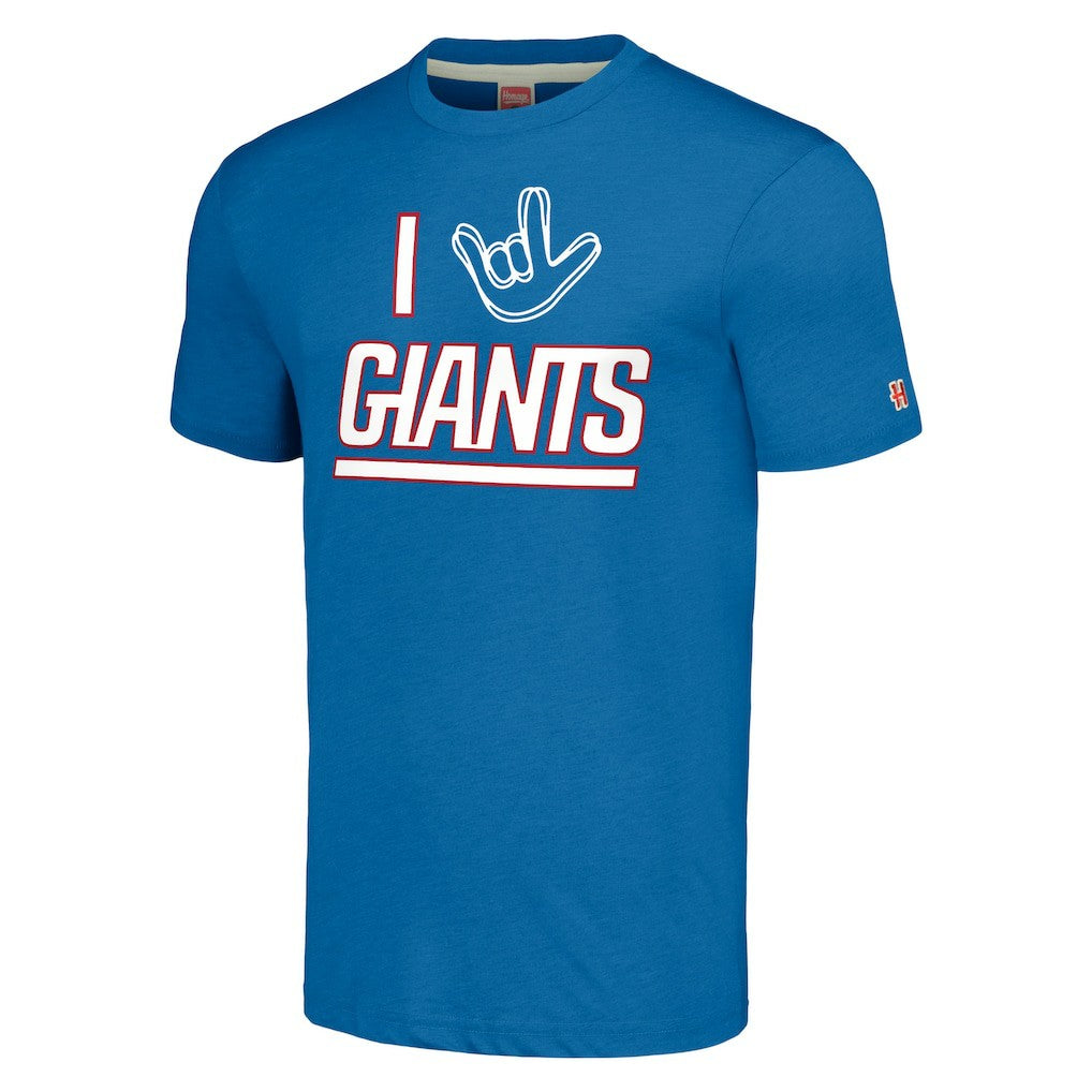New York Giants Homage Unisex The NFL ASL Collection by Love Sign Tri-Blend T-Shirt - Royal on sale