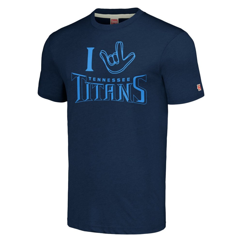 Tennessee Titans Homage Unisex The NFL ASL Collection by Love Sign Tri-Blend T-Shirt - Navy outlet