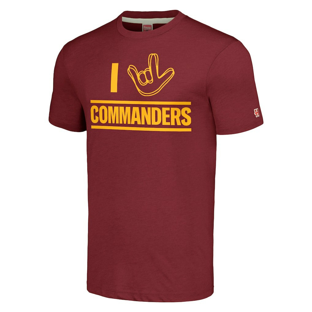 Washington Commanders Homage Unisex The NFL ASL Collection by Love Sign Tri-Blend T-Shirt - Burgundy discount