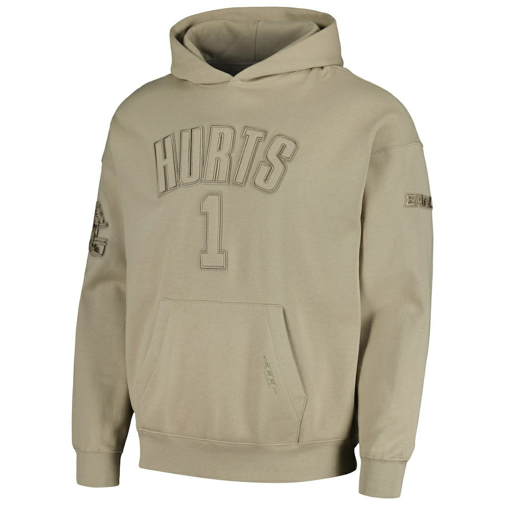 Jalen Hurts Philadelphia Eagles Pro Standard Player Name & Number Pullover Hoodie - Tan outlet