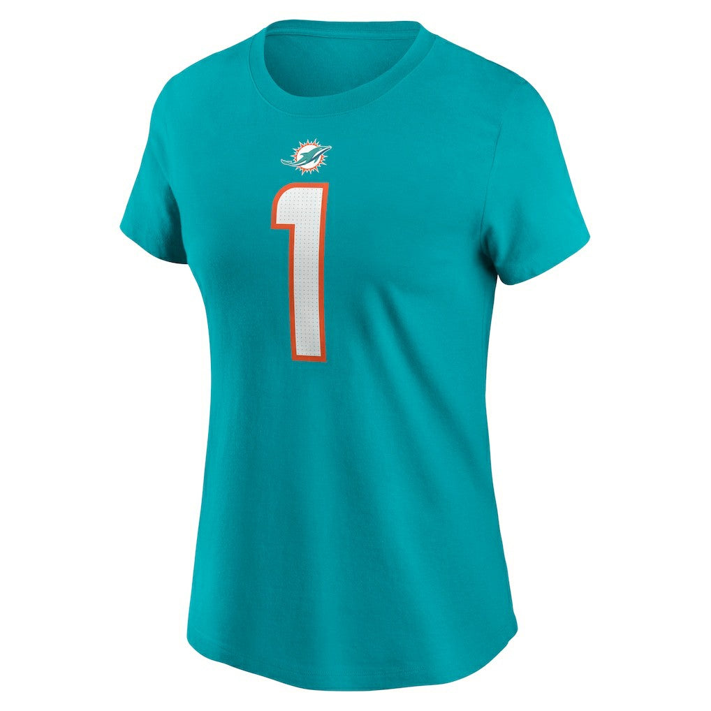 Tua Tagovailoa Miami Dolphins Women's Player Name & Number T-Shirt - Aqua sale