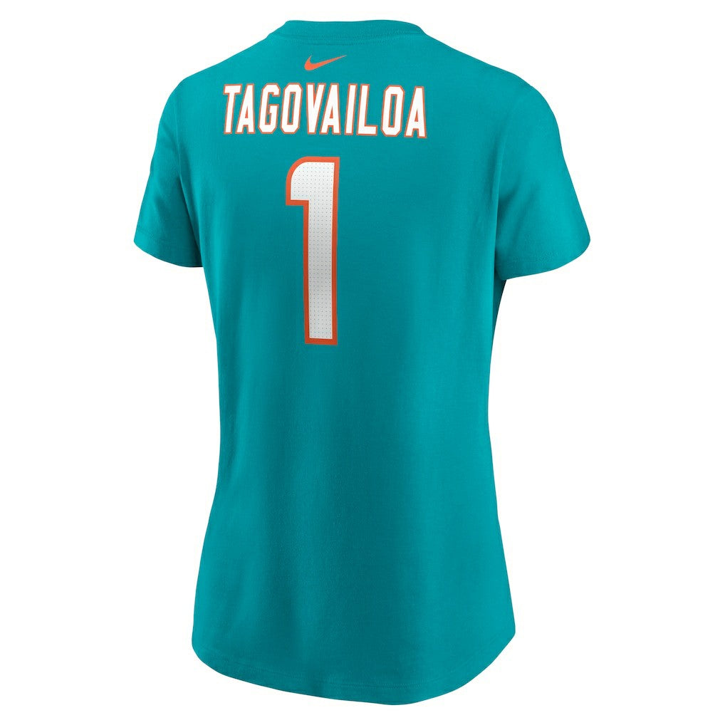 Tua Tagovailoa Miami Dolphins Women's Player Name & Number T-Shirt - Aqua sale
