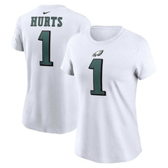Jalen Hurts Philadelphia Eagles Women's Player Name & Number T-Shirt - White for sale