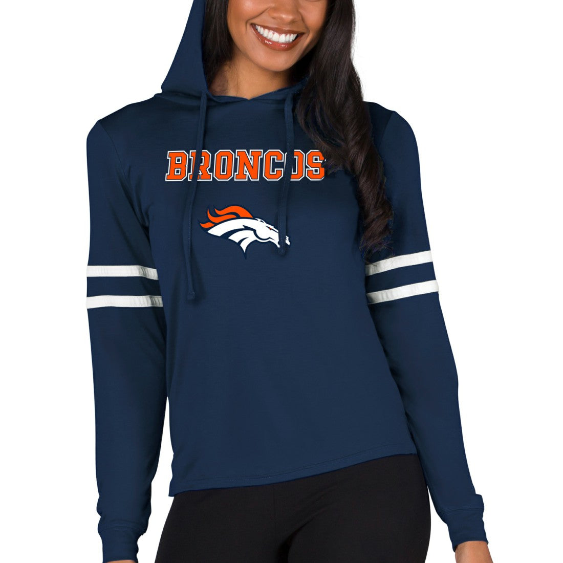 Denver Broncos Concepts Sport Women's Marathon Lightweight Lounge Pullover Hoodie - Navy outlet
