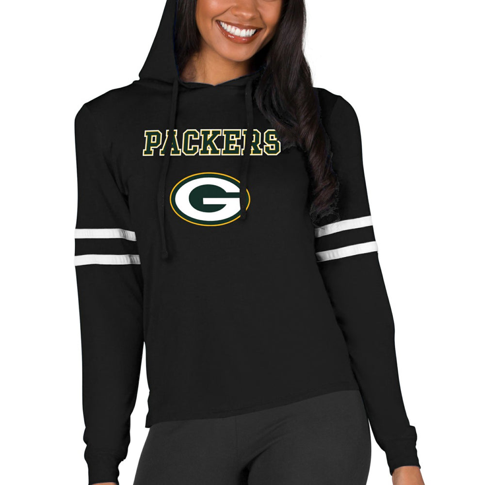 Green Bay Packers Concepts Sport Women's Marathon Lightweight Lounge Pullover Hoodie - Black cheap
