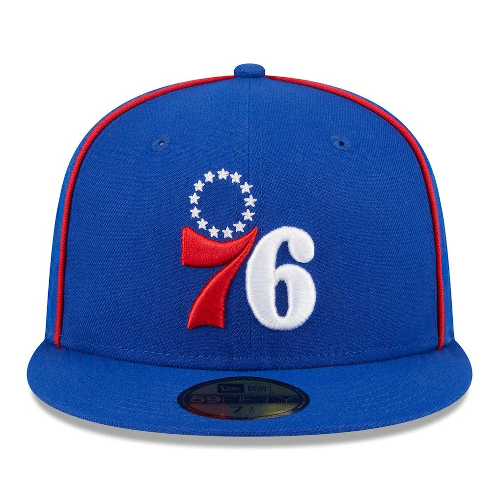 Philadelphia 76ers Piped & Flocked 59Fifty Fitted Hat - Royal for sale