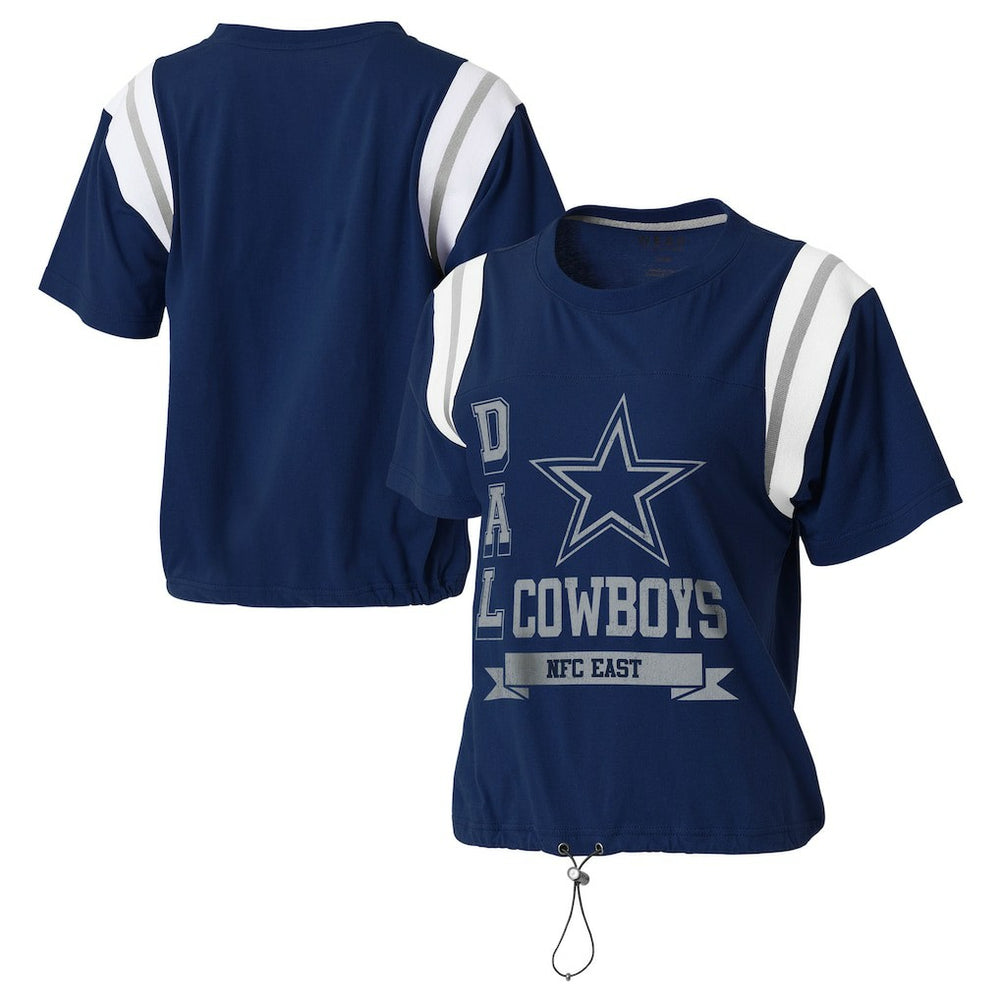 Dallas Cowboys WEAR by Erin Andrews Women's Cinched Colorblock T-Shirt - Navy on sale