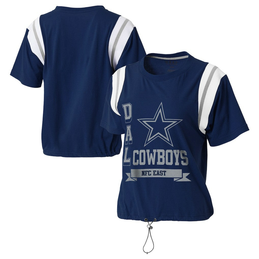 Dallas Cowboys WEAR by Erin Andrews Women's Cinched Colorblock T-Shirt - Navy on sale