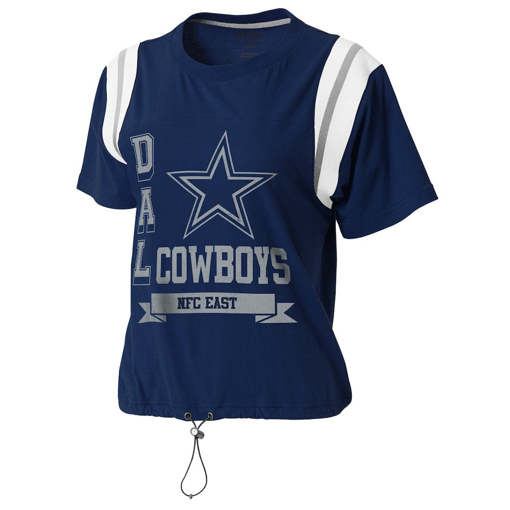 Dallas Cowboys WEAR by Erin Andrews Women's Cinched Colorblock T-Shirt - Navy on sale