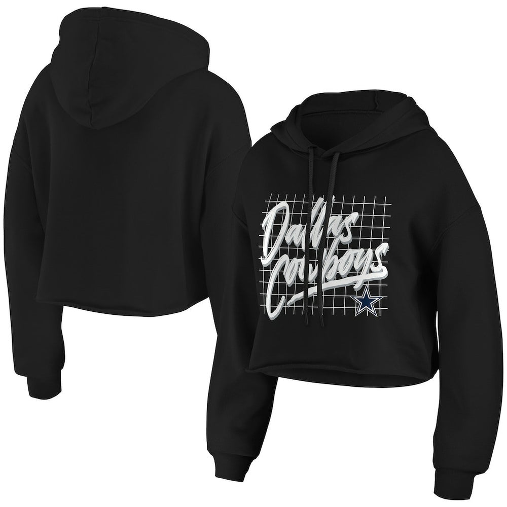 Dallas Cowboys WEAR by Erin Andrews Women's Domestic Cropped Pullover Hoodie - Black discount