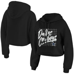 Dallas Cowboys WEAR by Erin Andrews Women's Domestic Cropped Pullover Hoodie - Black discount