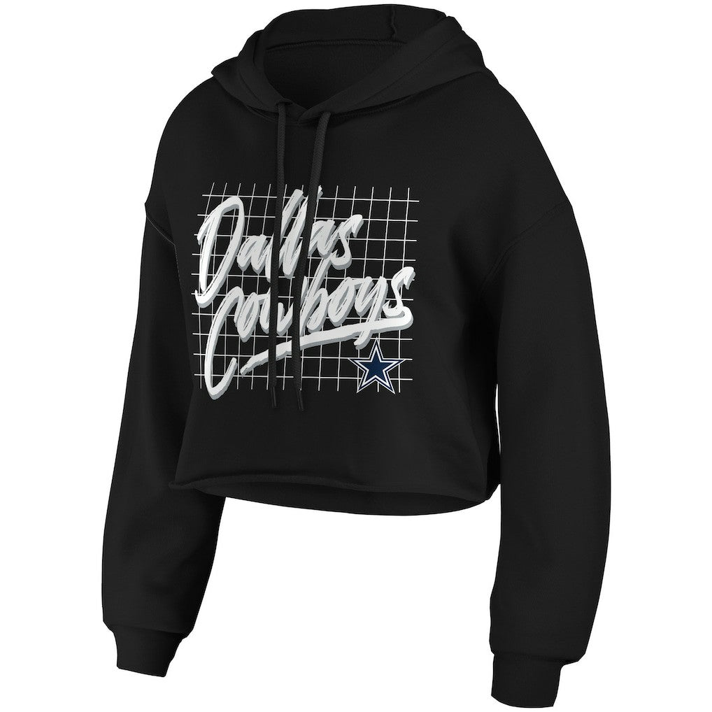 Dallas Cowboys WEAR by Erin Andrews Women's Domestic Cropped Pullover Hoodie - Black discount