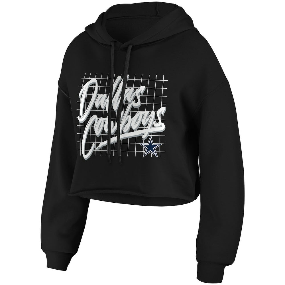 Dallas Cowboys WEAR by Erin Andrews Women's Domestic Cropped Pullover Hoodie - Black discount