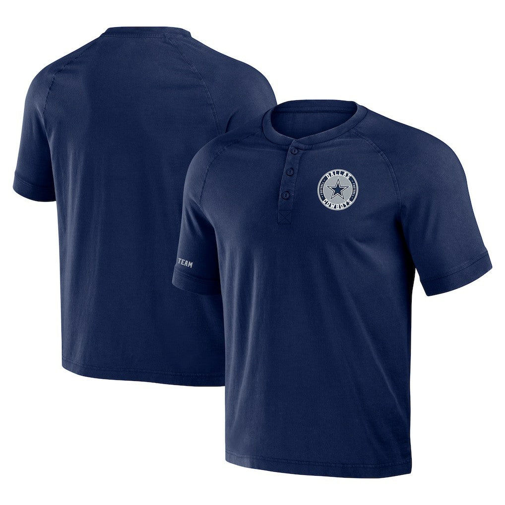 Dallas Cowboys NFL x Darius Rucker Collection Washed Raglan Henley T-Shirt - Navy for sale