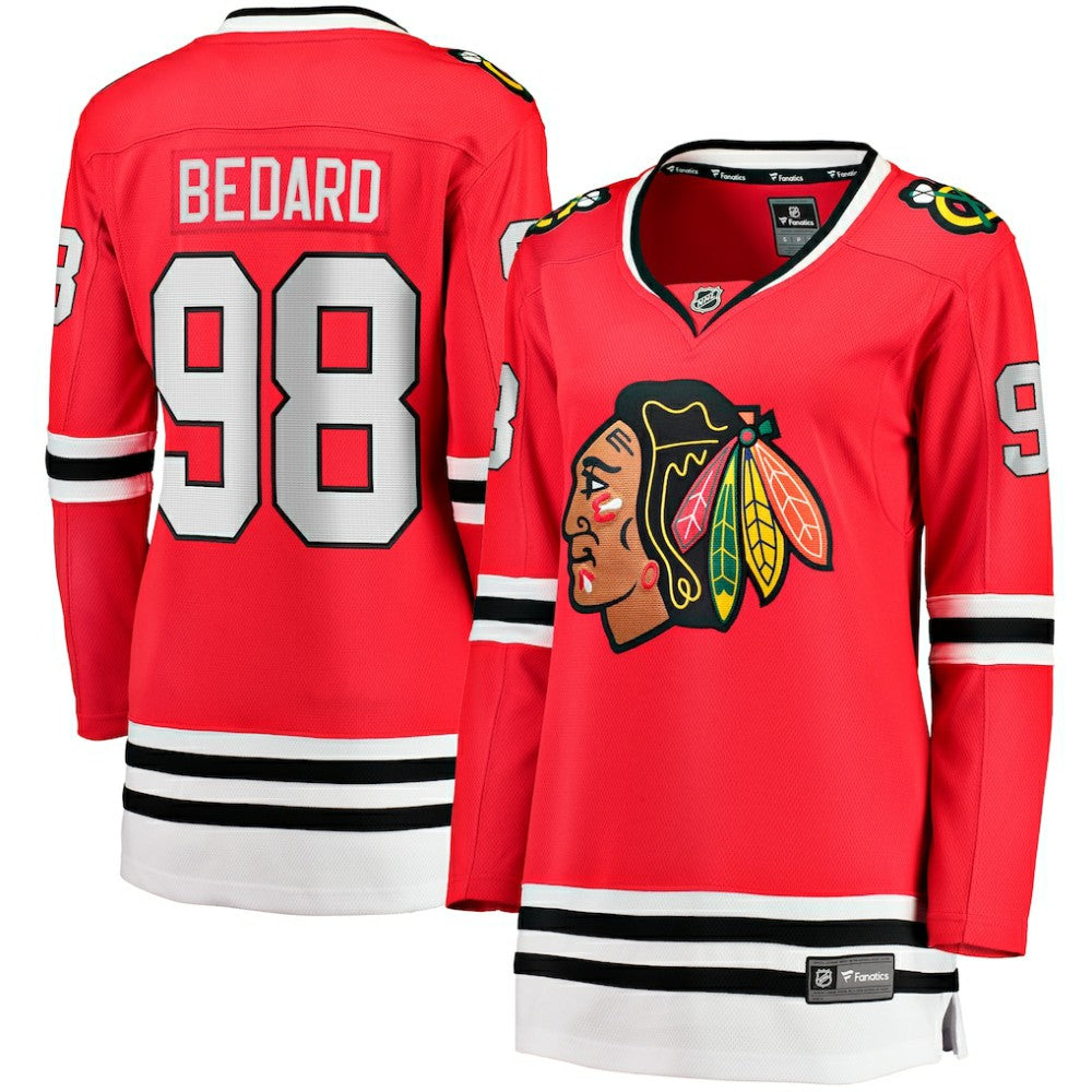 Connor Bedard Chicago Blackhawks Fanatics Women's Home Breakaway Player Jersey - Red Jerseys