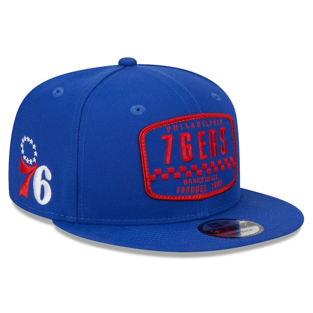 Philadelphia 76ers Rally Drive Finish Line Patch 9FIFTY Snapback Hat - Royal online