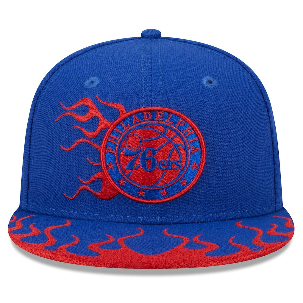 Philadelphia 76ers Rally Drive Flames 9FIFTY Snapback Hat - Royal sale