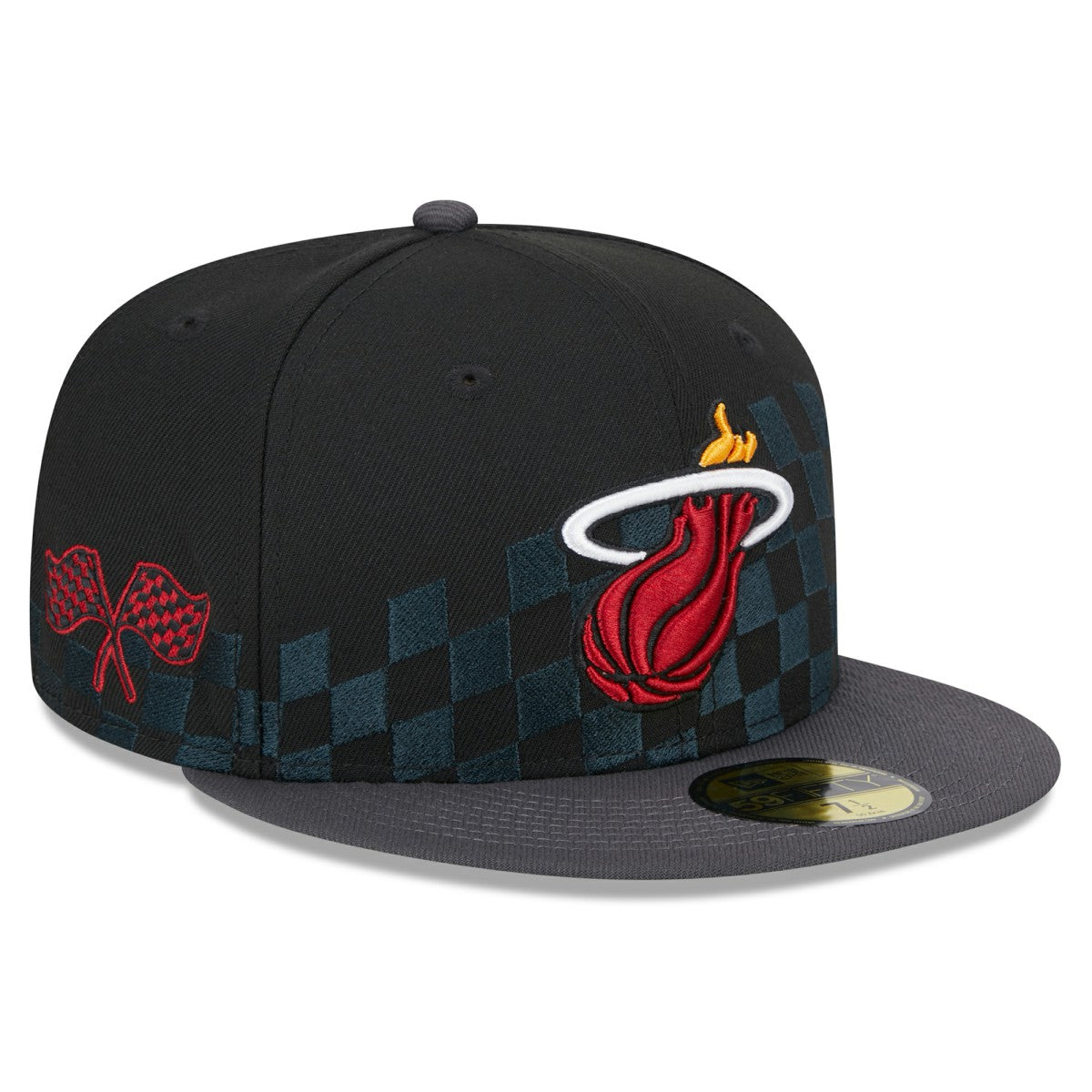 Miami Heat Rally Drive Checkerboard 59FIFTY Crown Fitted Hat - Black cheap