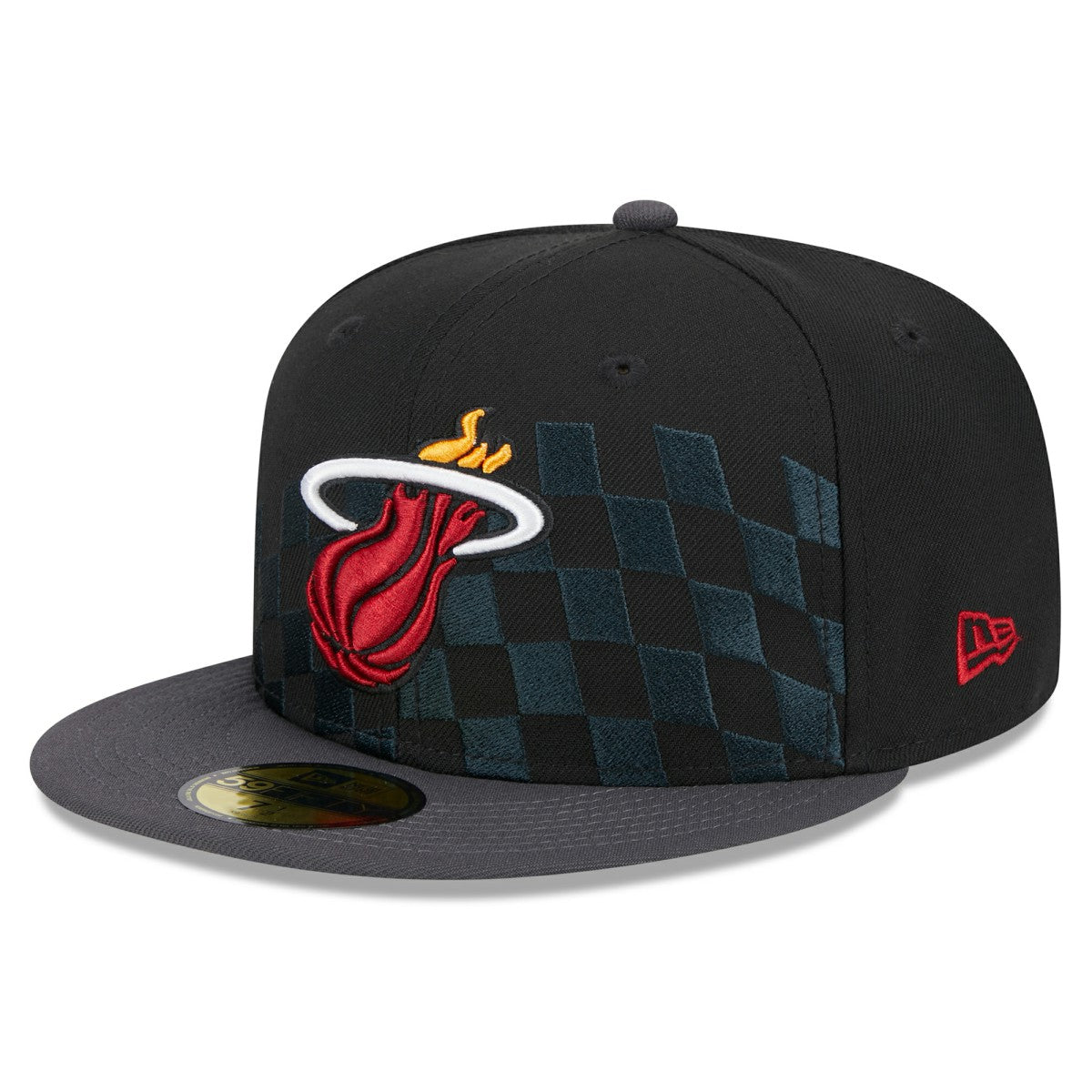 Miami Heat Rally Drive Checkerboard 59FIFTY Crown Fitted Hat - Black cheap