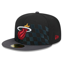 Miami Heat Rally Drive Checkerboard 59FIFTY Crown Fitted Hat - Black cheap