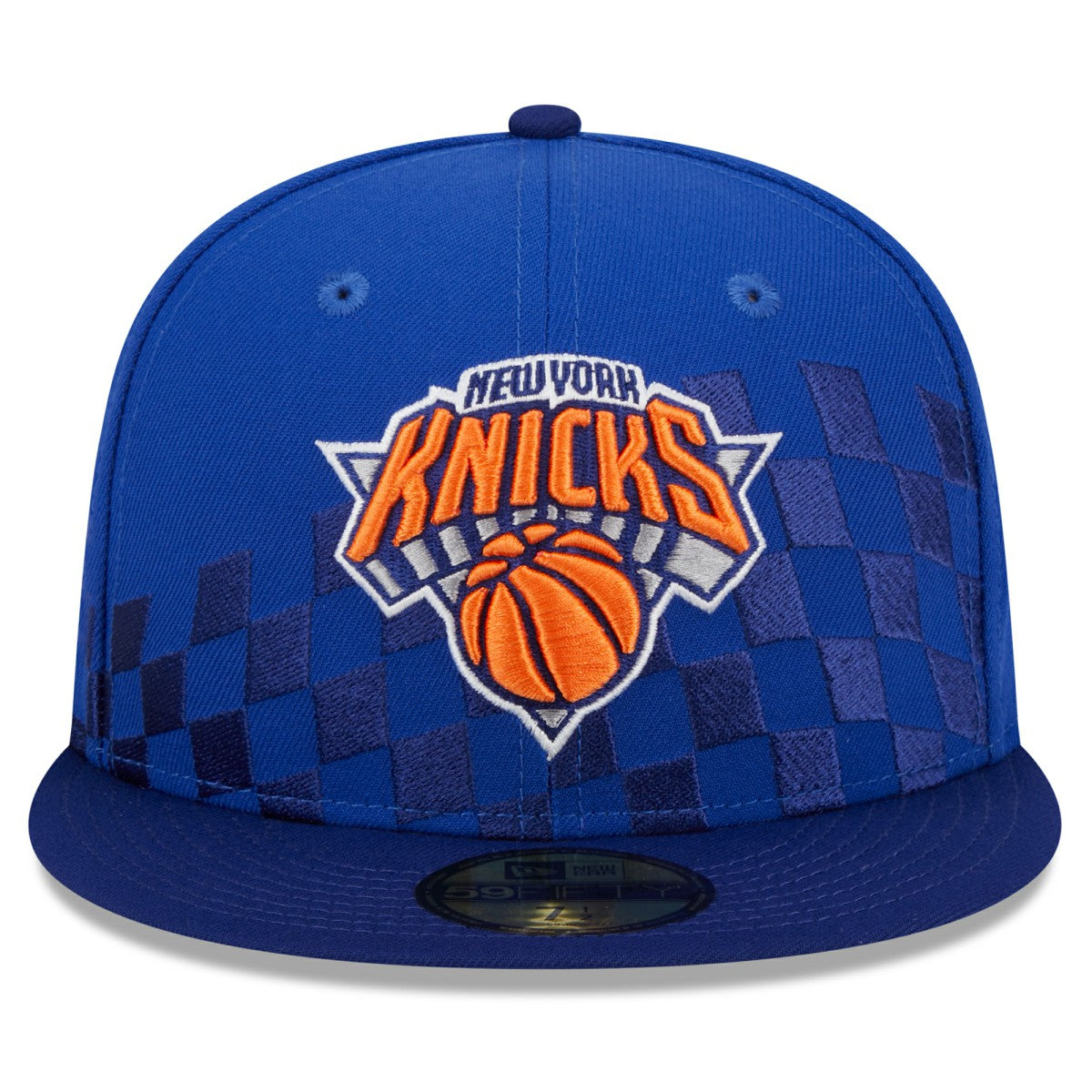 New York Knicks Rally Drive Checkerboard 59FIFTY Crown Fitted Hat - Blue outlet