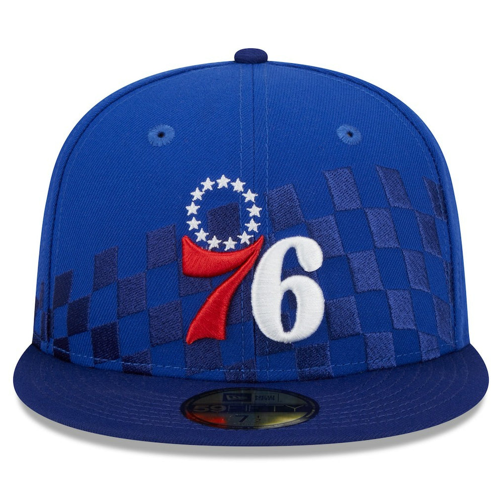 Philadelphia 76ers Rally Drive Checkerboard 59FIFTY Crown Fitted Hat - Royal sale