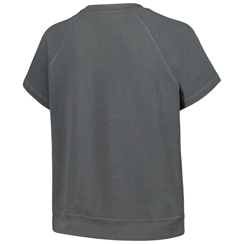 Chicago Bulls The Wild Collective Women's Embroidered Fleece Raglan Short Sleeve Pullover Sweatshirt sale - Gray sale
