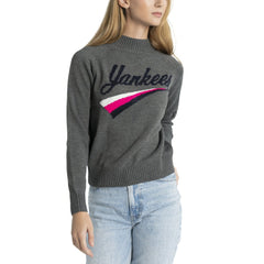 New York Yankees Lusso Women's Serena Raglan Pullover Sweater Gray