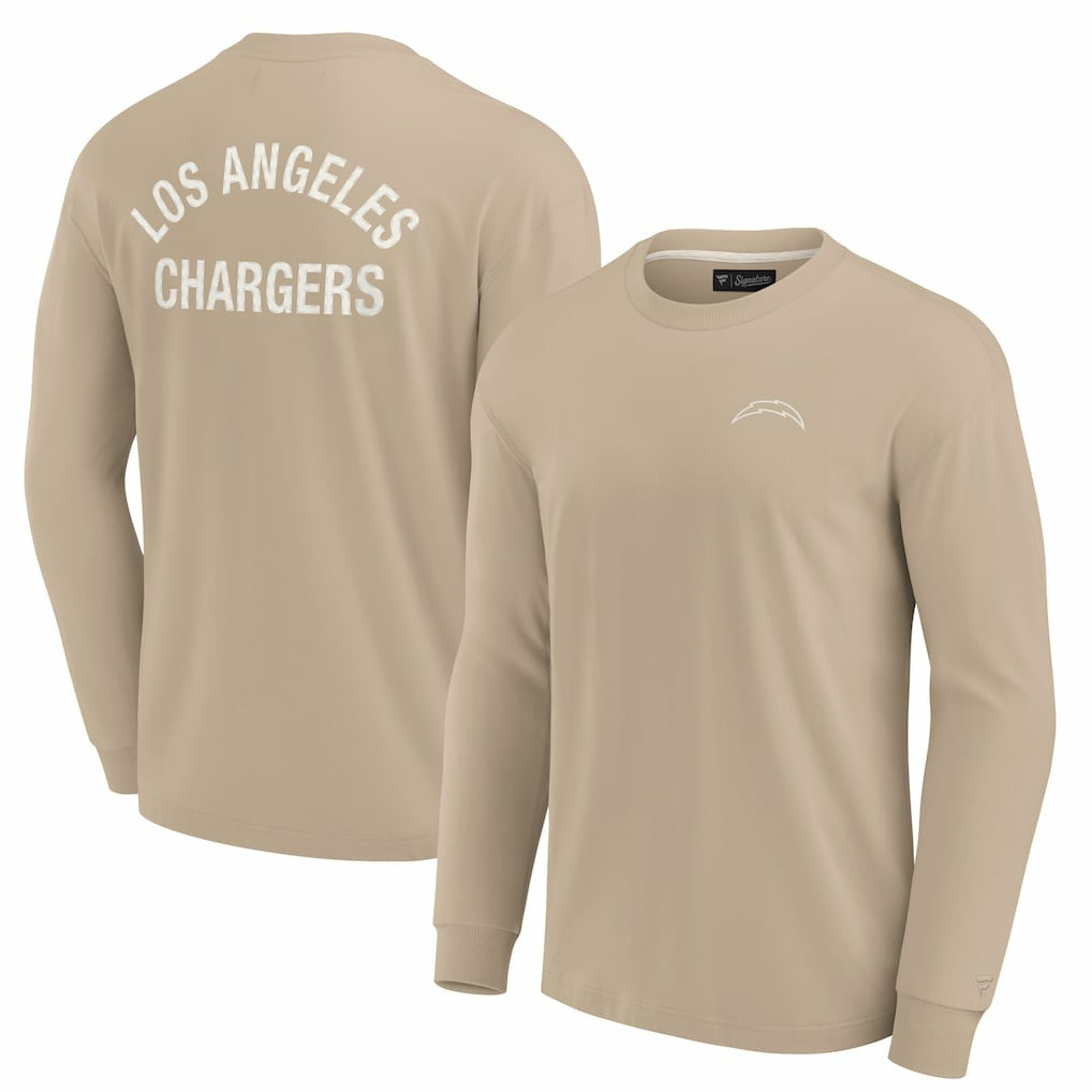 Los Angeles Chargers Unisex Elements Super Soft Long Sleeve T-Shirt - Khaki discount