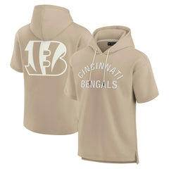 Cincinnati Bengals Unisex Elements Super Soft Fleece Short Sleeve Pullover Hoodie - Khaki on sale