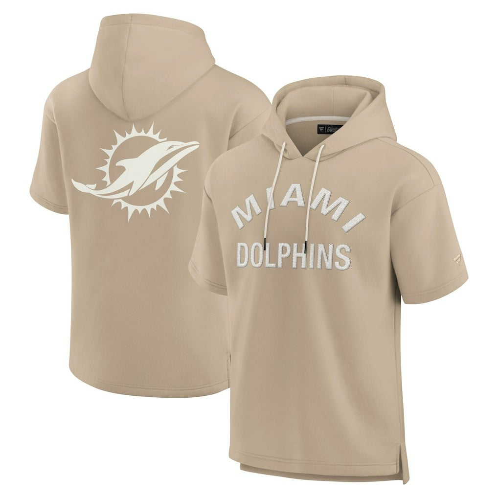 Miami Dolphins Unisex Elements Super Soft Fleece Short Sleeve Pullover Hoodie - Khaki discount