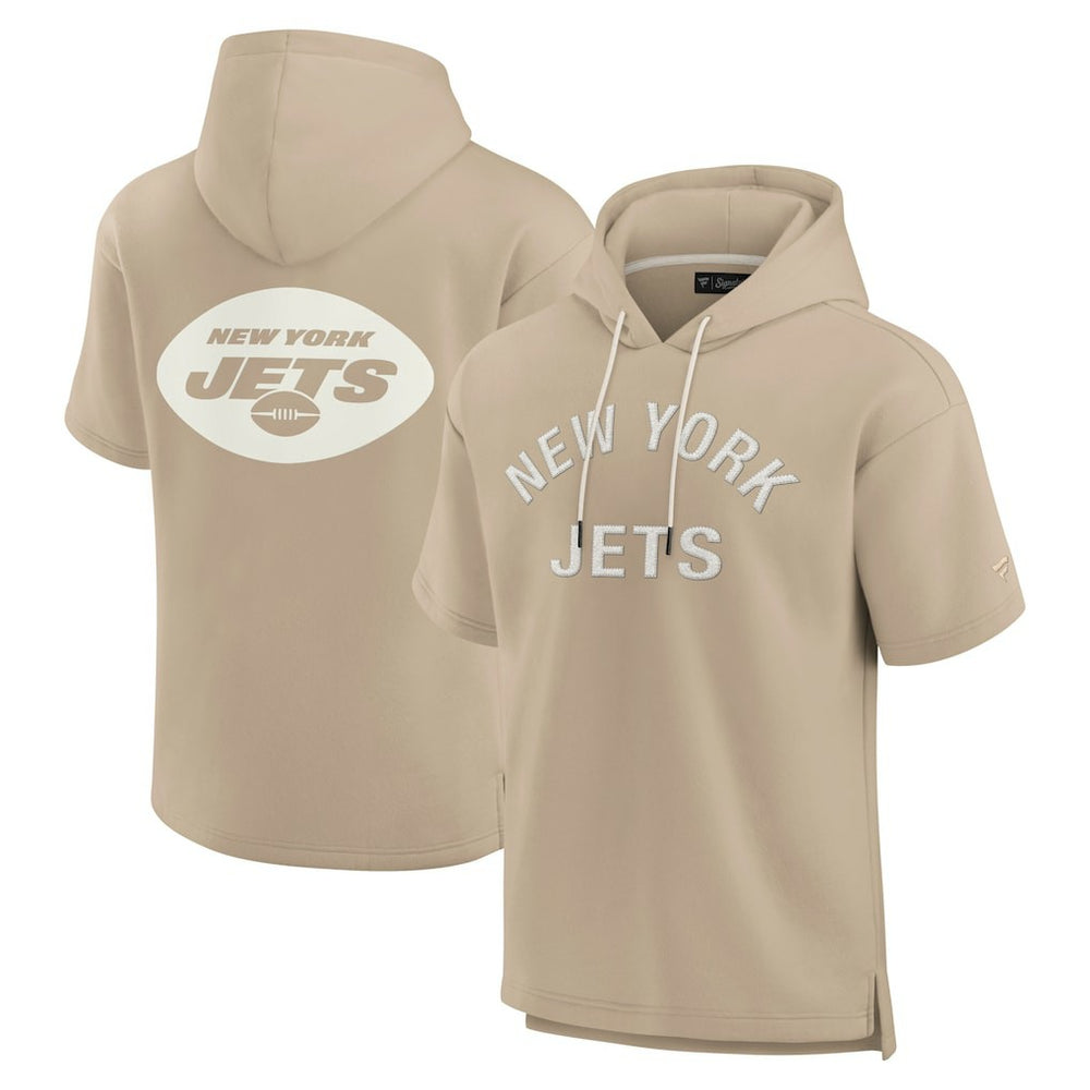 New York Jets Unisex Elements Super Soft Fleece Short Sleeve Pullover Hoodie - Khaki outlet