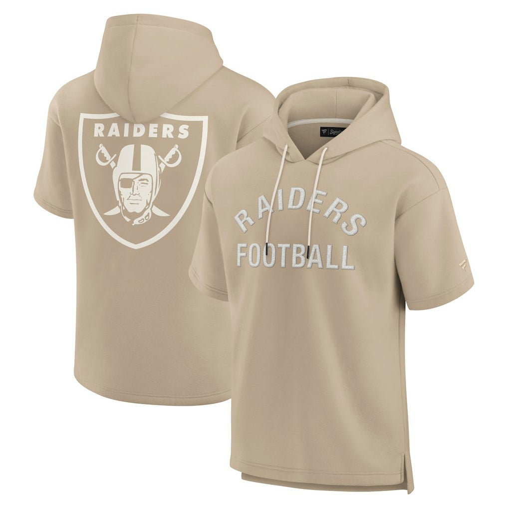 Las Vegas Raiders Unisex Elements Super Soft Fleece Short Sleeve Pullover Hoodie - Khaki discount