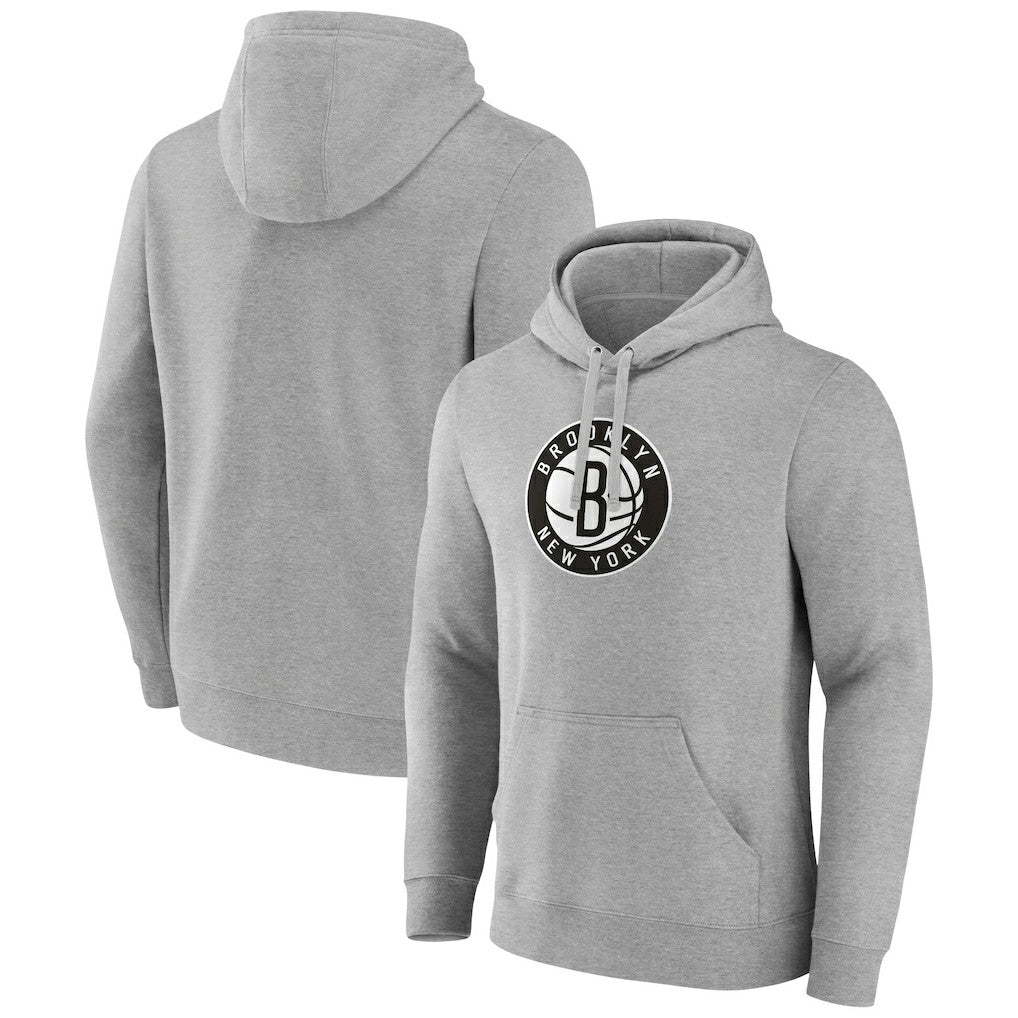 Brooklyn Nets Primary Logo Pullover Hoodie - Heather Gray shop
