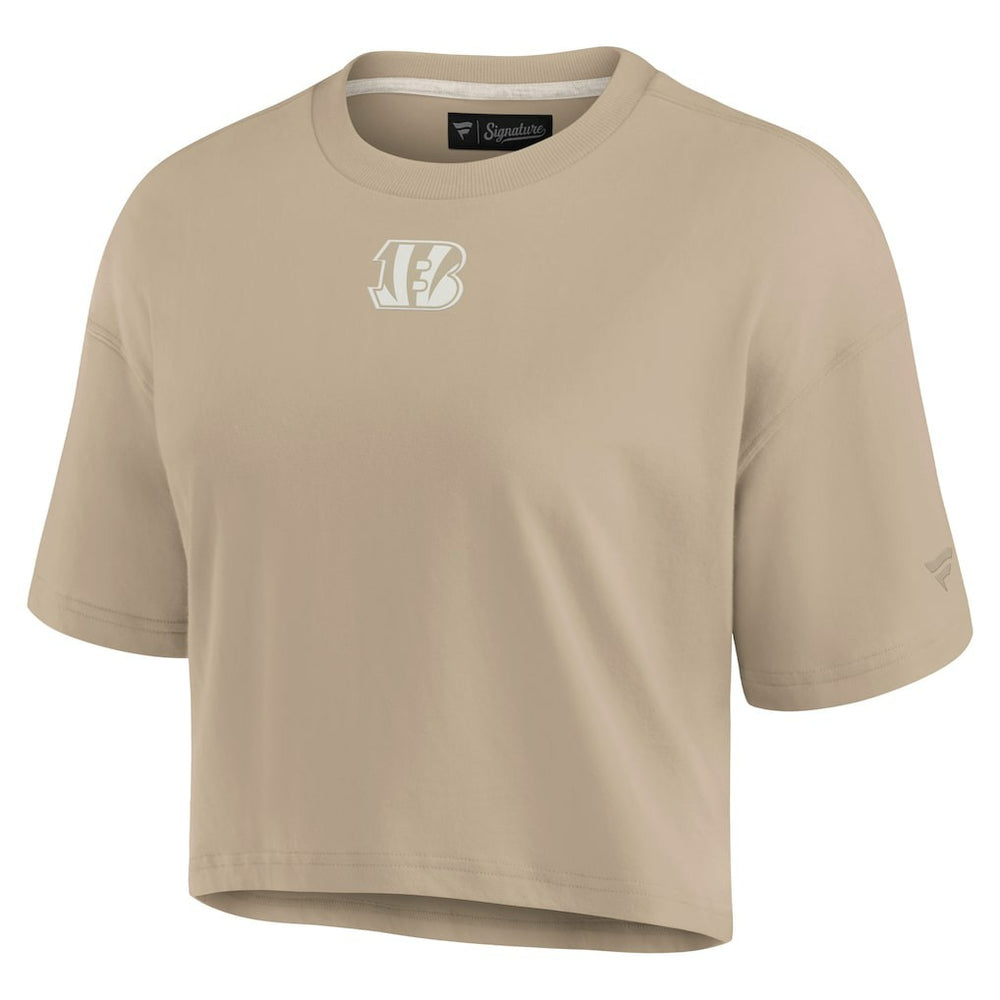 Cincinnati Bengals Women's Elements Super Soft Boxy Cropped T-Shirt - Khaki for sale