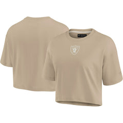 Las Vegas Raiders Women's Elements Super Soft Boxy Cropped T-Shirt - Khaki sale