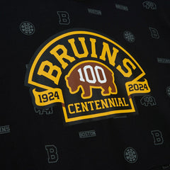 Boston Bruins Mitchell & Ness 100th Anniversary Allover Print Pullover Hoodie - Black Hoodies