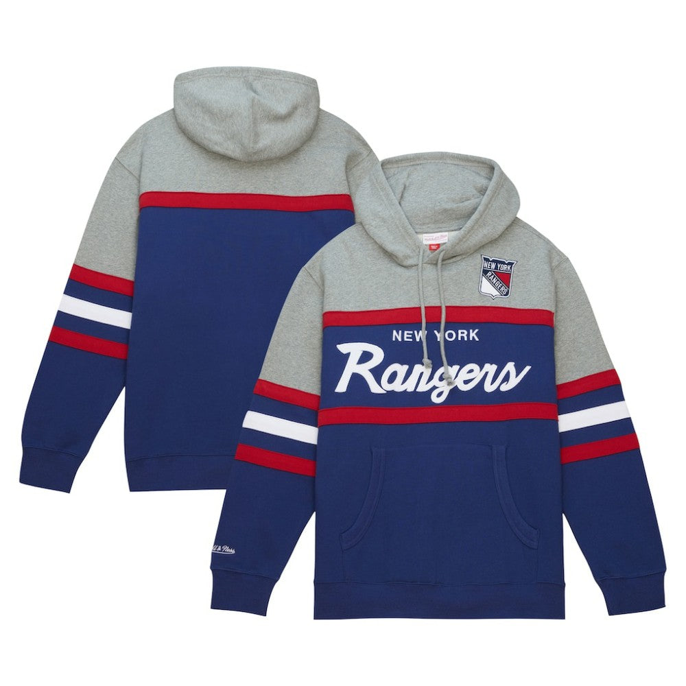 New York Rangers Head Coach Pullover Hoodie - Blue/Gray Hoodies